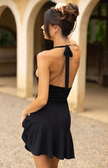 Billy Black Cowl Neck Mesh Mini Dress