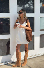 Sweet Pea White Tie Mini Dress
