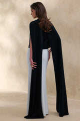 Aetheria | Black Satin High-Neck Top With Cape