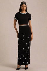 Salma | Black Hand-Embellished Top