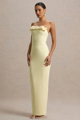 Hallie | Lemon Bandeau Maxi Dress With Bow Detail