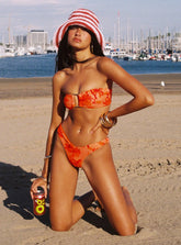 Calbira Cheeky Bikini Bottoms Orange Floral