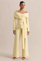 Empress | Lemon Bardot-Neck Tailored Top
