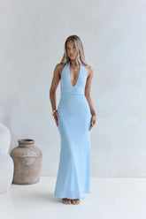 Dune Secrets Halter Maxi Dress Blue