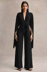 Laurina | Black Plunge-Neck Jumpsuit