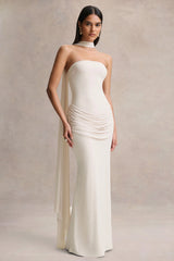 Graciella | Stone Bandeau Maxi Dress With Draped Detailing And Scarf