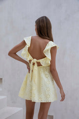 True Blooms Mini Dress Yellow