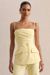Lunivra | Lemon Square-Neck Tailored Top