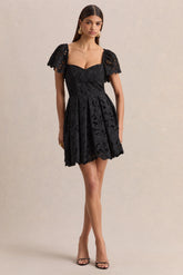 Vivi | Black Lace Sweetheart-Neck Mini Dress