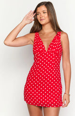 Daphne Red Polka Dot Mini Dress