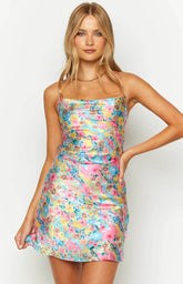 Come and Get It Pink Floral Mini Dress