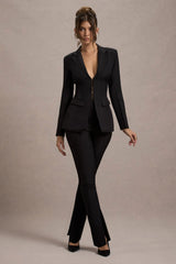 Wonder Woman | Black High Waist Tailored Trousers With Hem Split