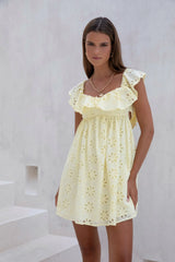 True Blooms Mini Dress Yellow