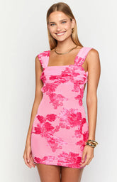 Ada Pink Floral Mini Dress