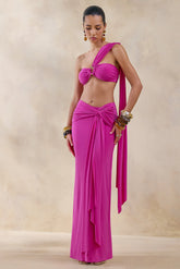 Azura | Hot Pink Wrap Maxi Skirt With Sash