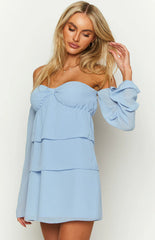 Cindee Blue Off Shoulder Mini Dress
