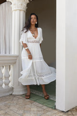 Cowboy Midi Dress White