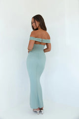 You���re Radiant Off Shoulder Maxi Dress Green