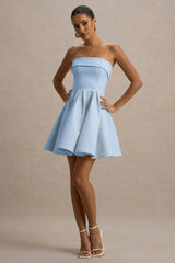 Bruna | Powder Blue Bandeau Skater Mini Dress