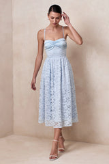 Gloriana | Powder Blue Lace Sweetheart-Neck Midi Dress
