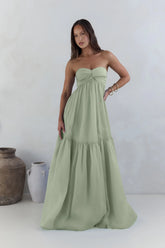Unforgettable Style Strapless Maxi Dress Sage