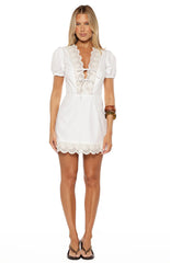 Nico White Broderie Trim Mini Dress