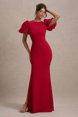 Love Letters | Red Puff-Sleeve Maxi Dress