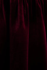 Violetta | Burgundy Velvet Bandeau Midi Dress With Drop-Waist And Gathered Skirt