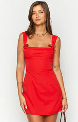 Layla Red Tie Back Mini Dress