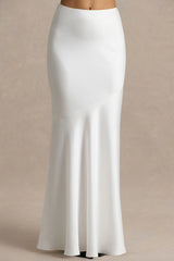 Lilah  | Cream Satin Maxi Skirt