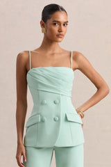 Lunivra | Sage Square-Neck Tailored Top