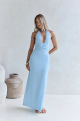 Dune Secrets Halter Maxi Dress Blue