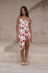 Pretty Petal Girl Midi Dress Red