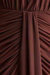 Lesley | Brown Plunge-Neck Maxi Dress