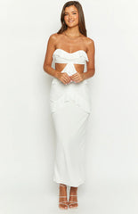 Ryder White Strapless Ruffle Maxi Dress