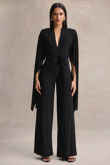 Laurina | Black Plunge-Neck Jumpsuit