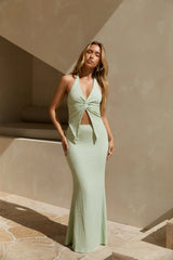 Palm Tree Paradise Maxi Skirt Green