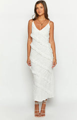 Hudson White Ruffle Maxi Dress
