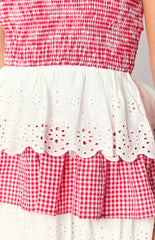 Rosealie Red And White Strapless Mini Dress