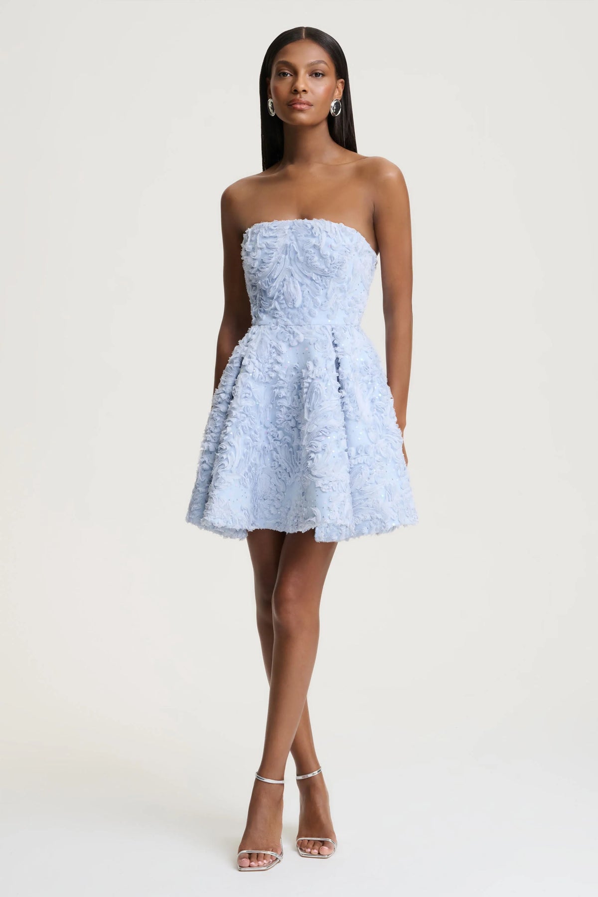 Zosia | Blue Mesh Bandeau Mini Dress