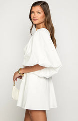 Torie White Short Sleeve Mini Dress