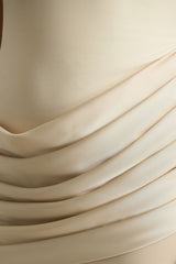 Akari | Champagne Crew-Neck Maxi Dress With Satin Skirt