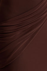 Tropic | Brown High-Neck Maxi With Long Cape Sleeve