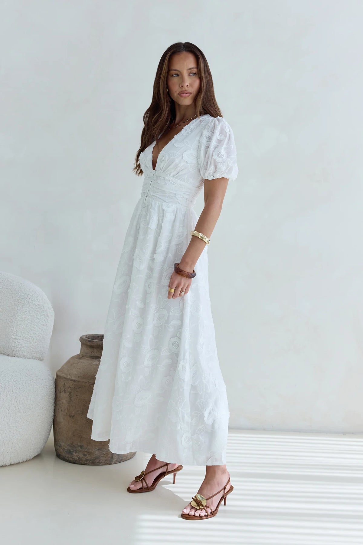 Busy Bee Maxi Dress White
