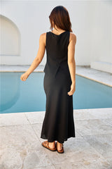 Sunset Drinks Linen Vest Top Black