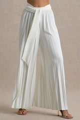 Eclipse | Cream Pleated Wide-Leg Trousers