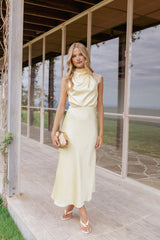 Anabelle Halter Neck Lace Maxi Dress - Butter Yellow