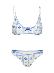 Kursti High Cut Cheeky Bikini Bottoms Blue / White