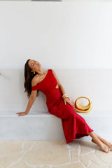 Dreamer���s Path Off The Shoulder Maxi Dress Red