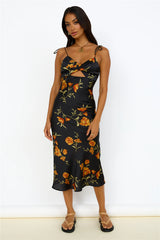 Fool Me Once Midi Dress Black